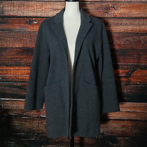Quince Jacket M Organic Cotton Knit Blazer Open Front Gray - Picture 3 of 9